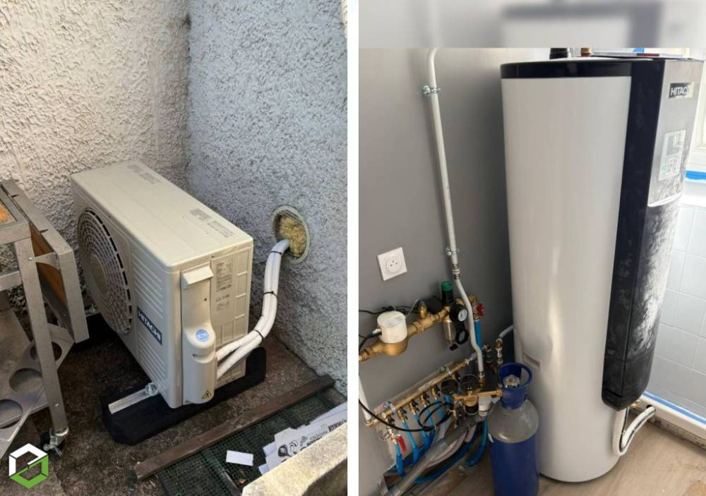 Installation d'un Chauffe eau thermodynamique HITACHI YUTAMPO 190 litres DIEMOZ