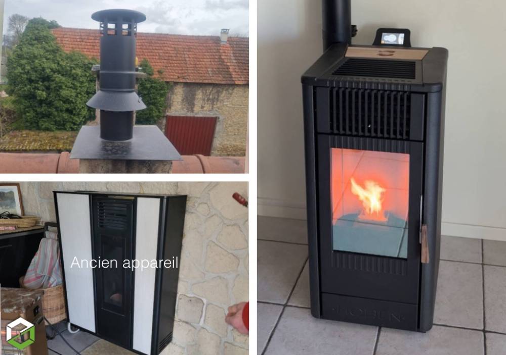 Installation d'un poêle à granulés HOBEN H7 EVO + fumisterie