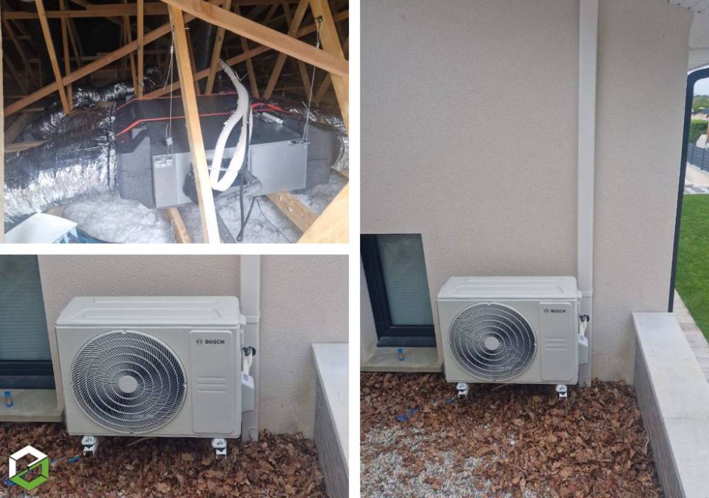 Pose d'une PAC Air-Air réversible gainable BOSCH CL5000i D70 7KW à Tignieu-Jameyzieu