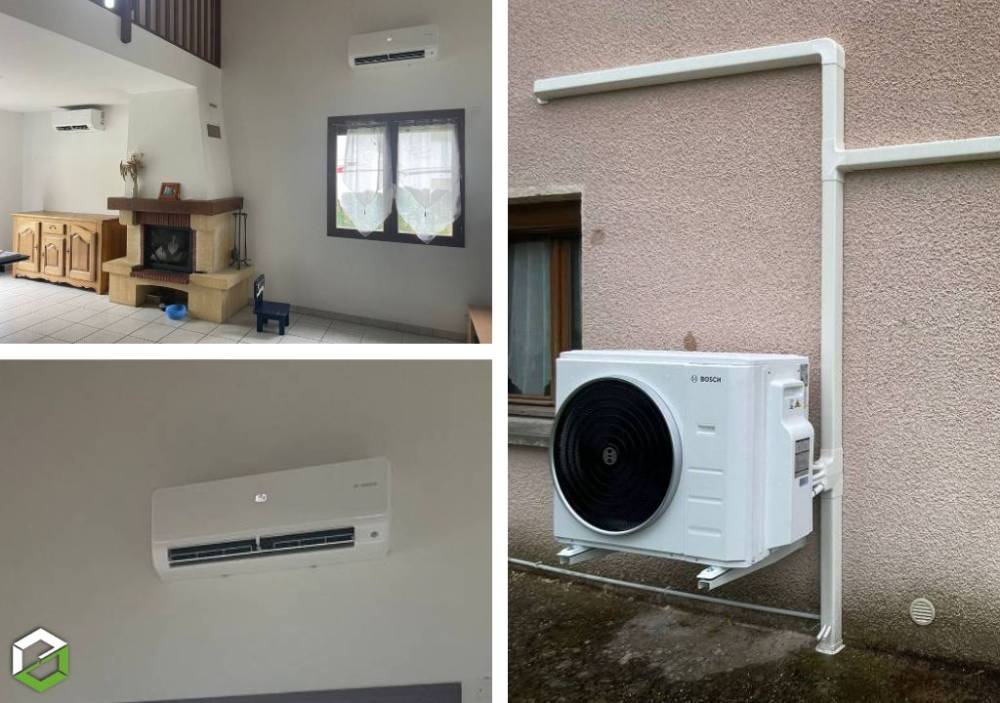 Installation d'une pompe à chaleur Air Air bi-split BOSCH 7000i à Siccieu-Saint-Julien-et-Carisieu